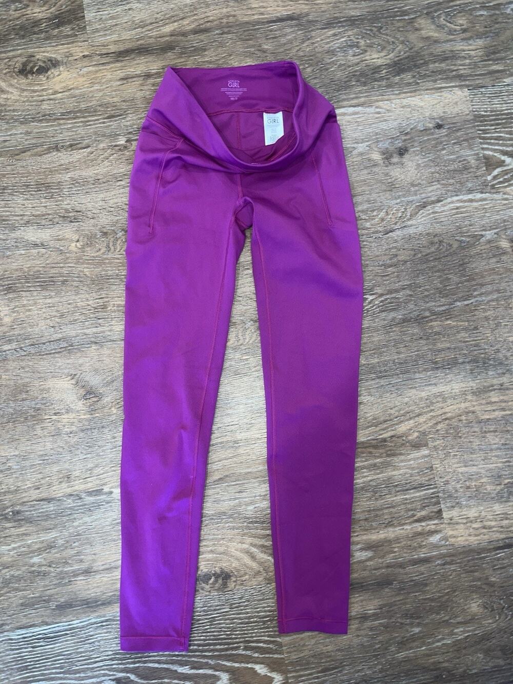 Athleta Girl High Rise Leggings XL 14 16 Pink Purple Stretch Athletic